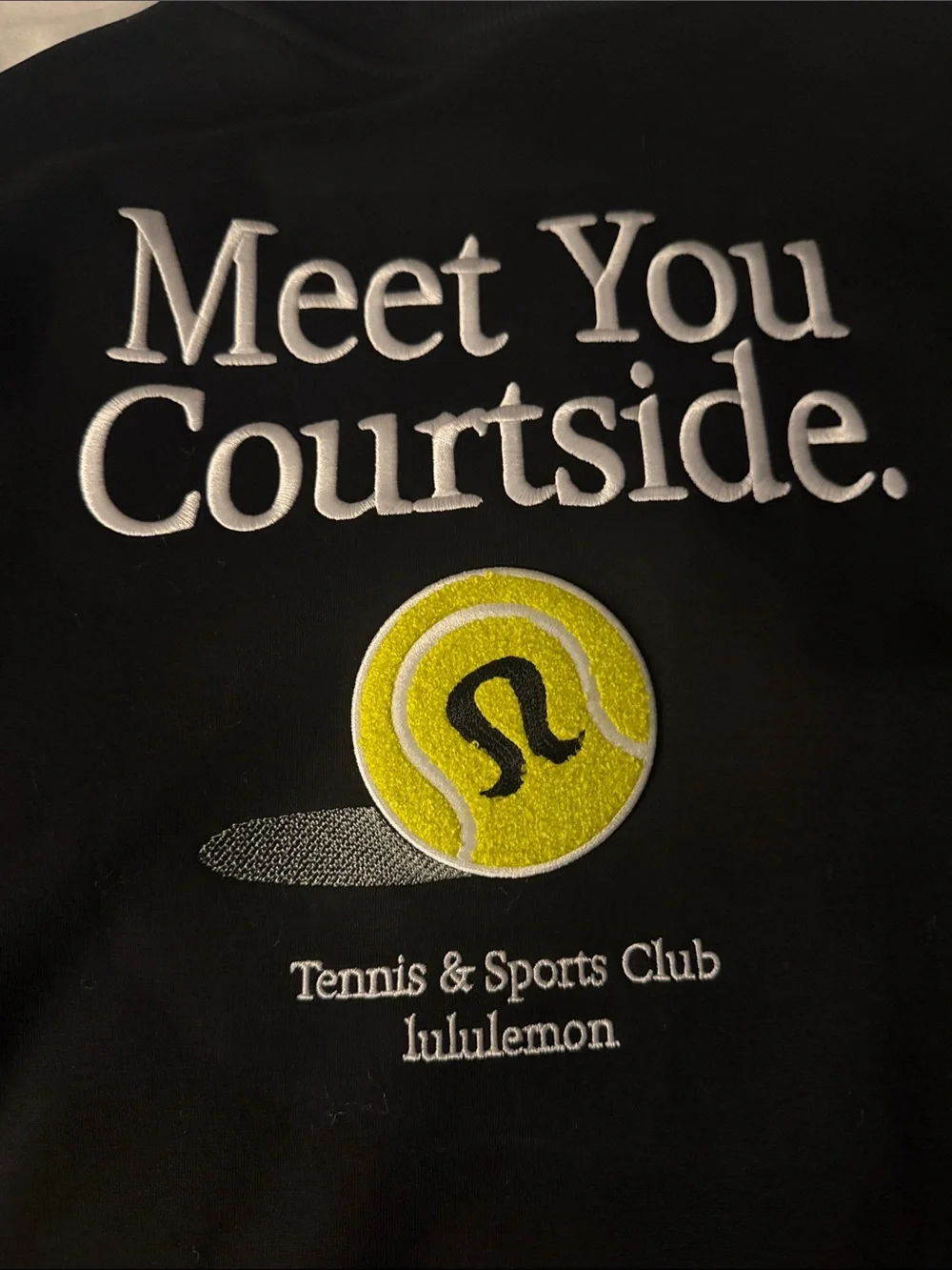 lululemon athletica Black Crewneck Pullover with Yellow Tennis Graphic